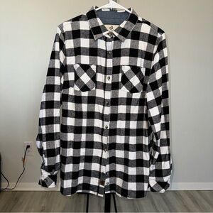 Legendary Whitetails Men’s White and Black Plaid Long Sleeve Flannel Size Large